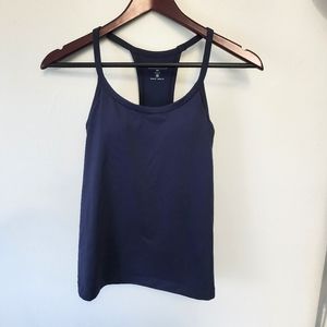 Athleta racerback navy blue tank top built in padding bra athletic 34A